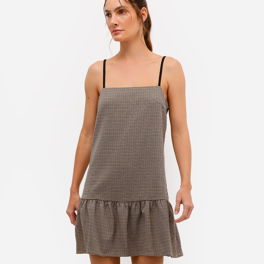 Vestido curto alça fina feminino xadrez preto Vestido curto alça fina feminino xadrez preto