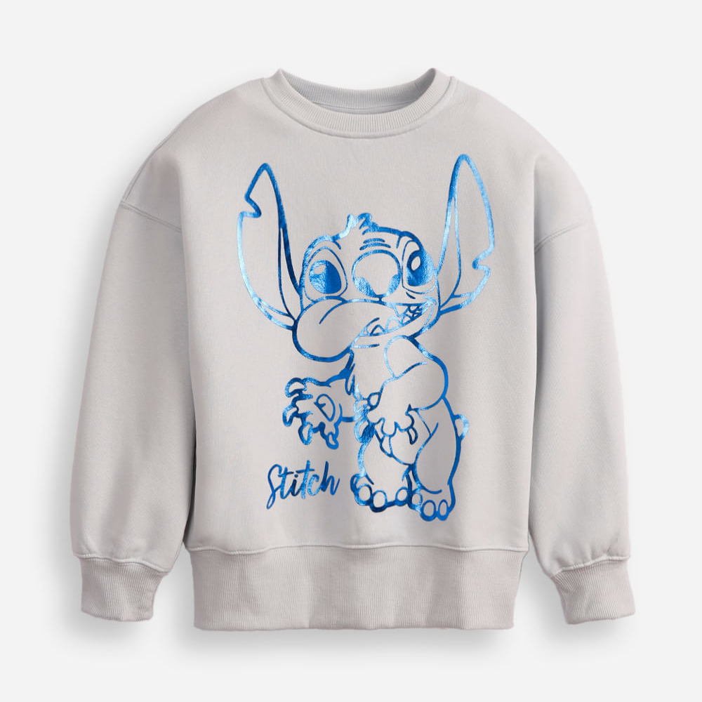 Blusão oversized de moletom infantil stitch azul