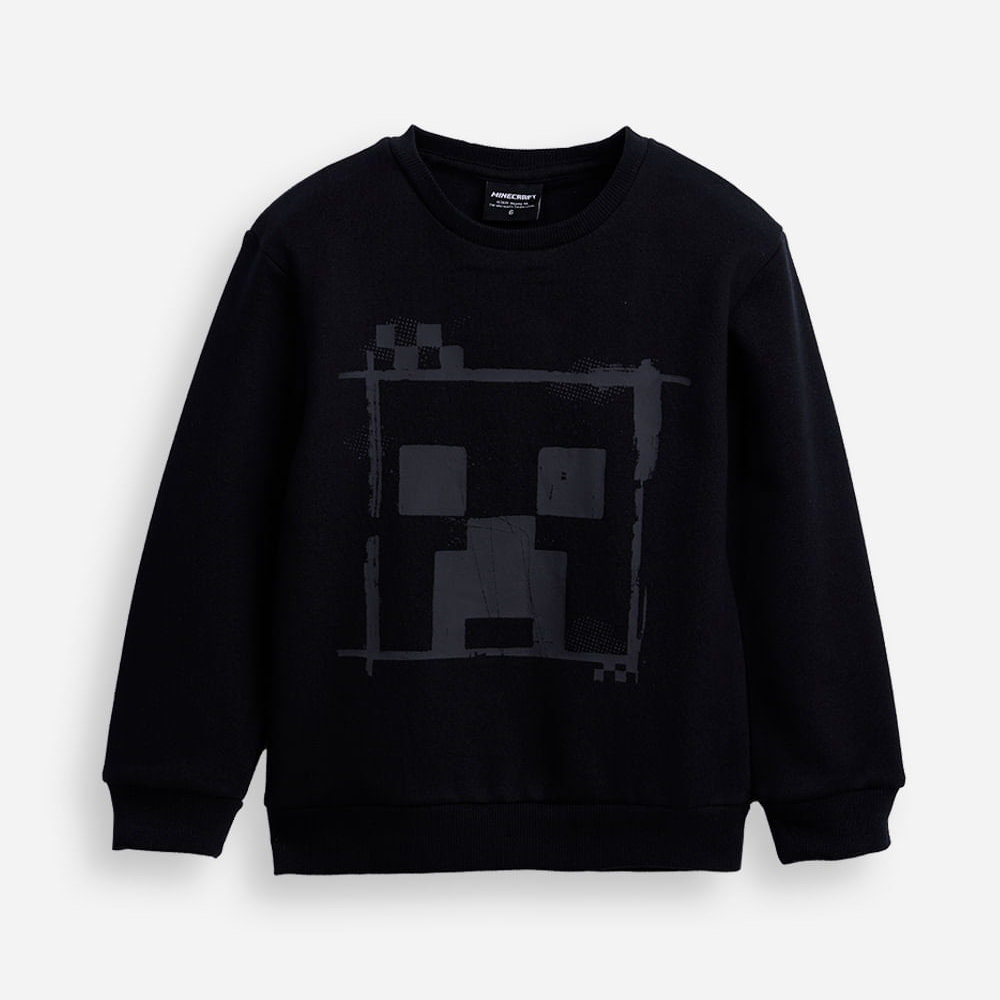 Blusão de moletom infantil minecraft preto Blusão de moletom infantil minecraft preto