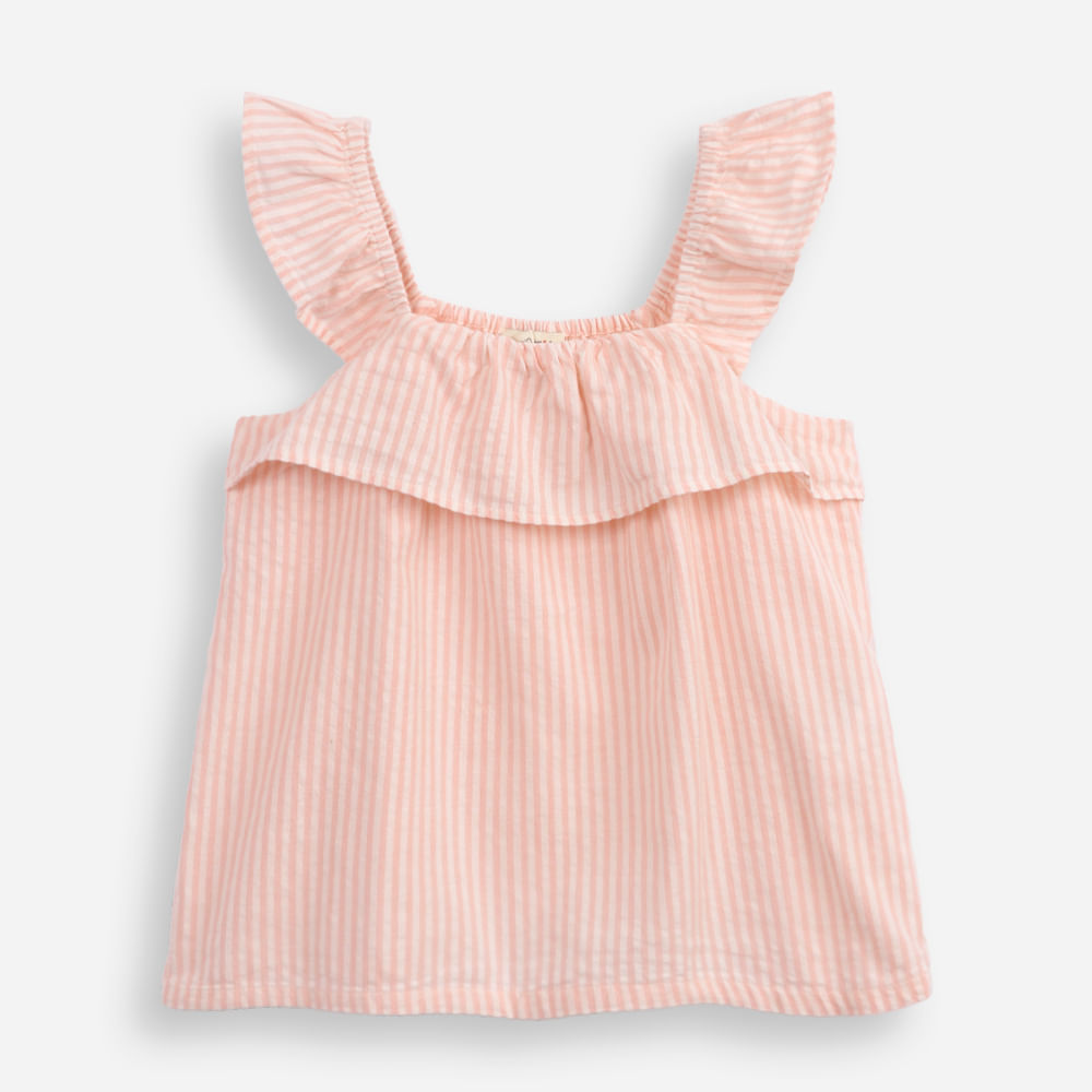 Blusa de algodão infantil listrada rosa Blusa de algodão infantil listrada rosa