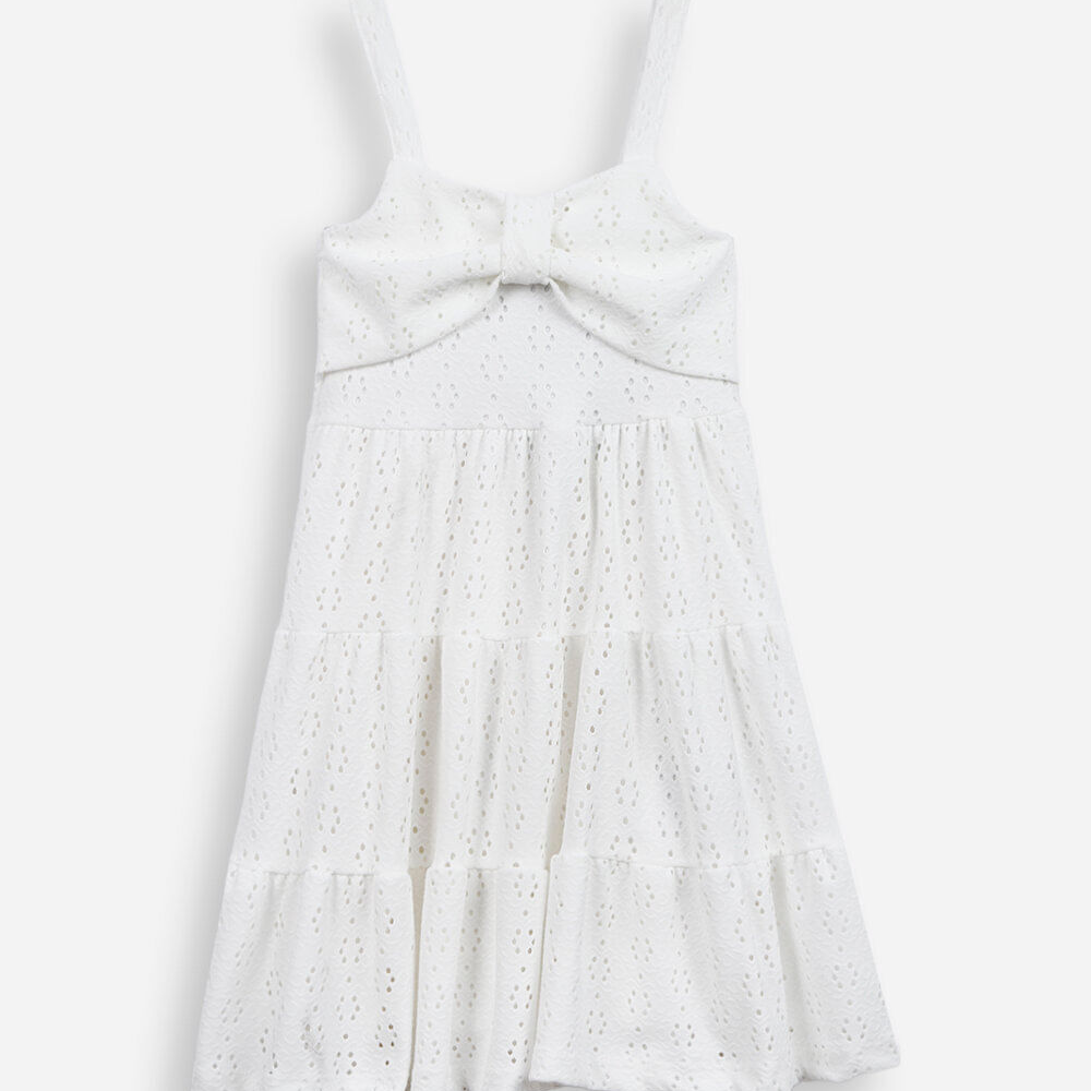Vestido de laise infantil floral off white