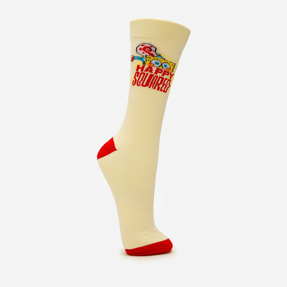 Meia masculina cano longo bob esponja amarelo Meia masculina cano longo bob esponja amarelo