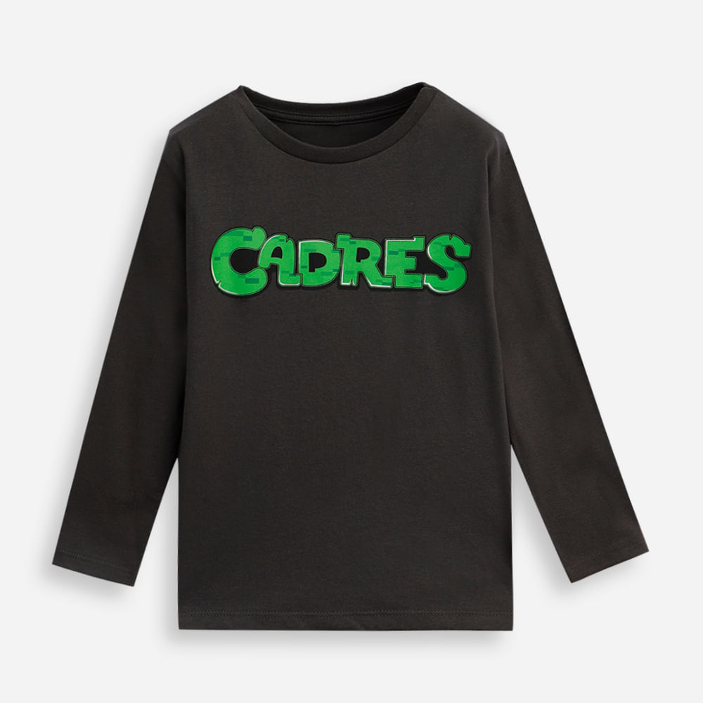 Camiseta infantil de algodão cadres minecraft manga longa cinza Camiseta infantil de algodão cadres minecraft manga longa cinza