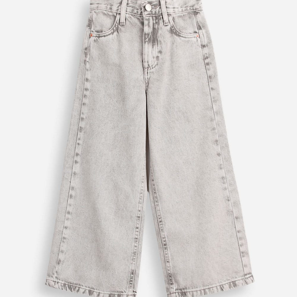 Calça jeans infantil wide leg cinza