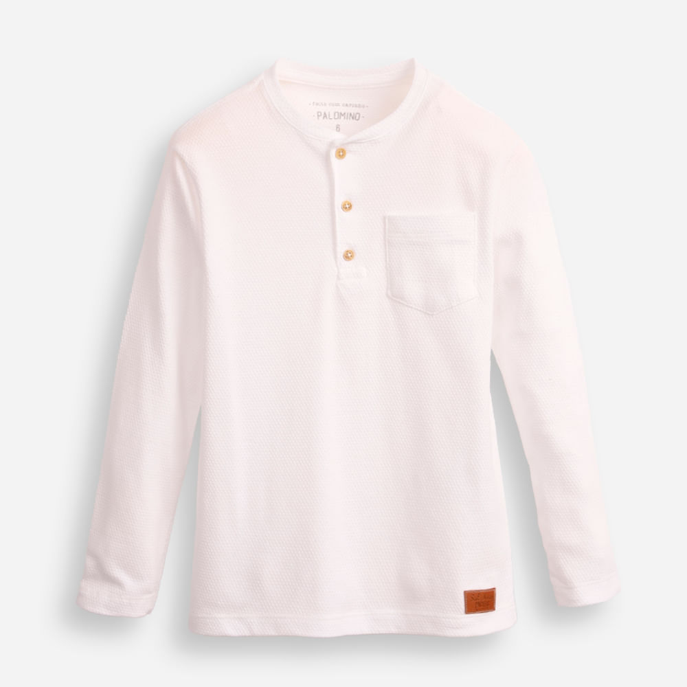 Blusa infantil gola padre texturizada off white Blusa infantil gola padre texturizada off white