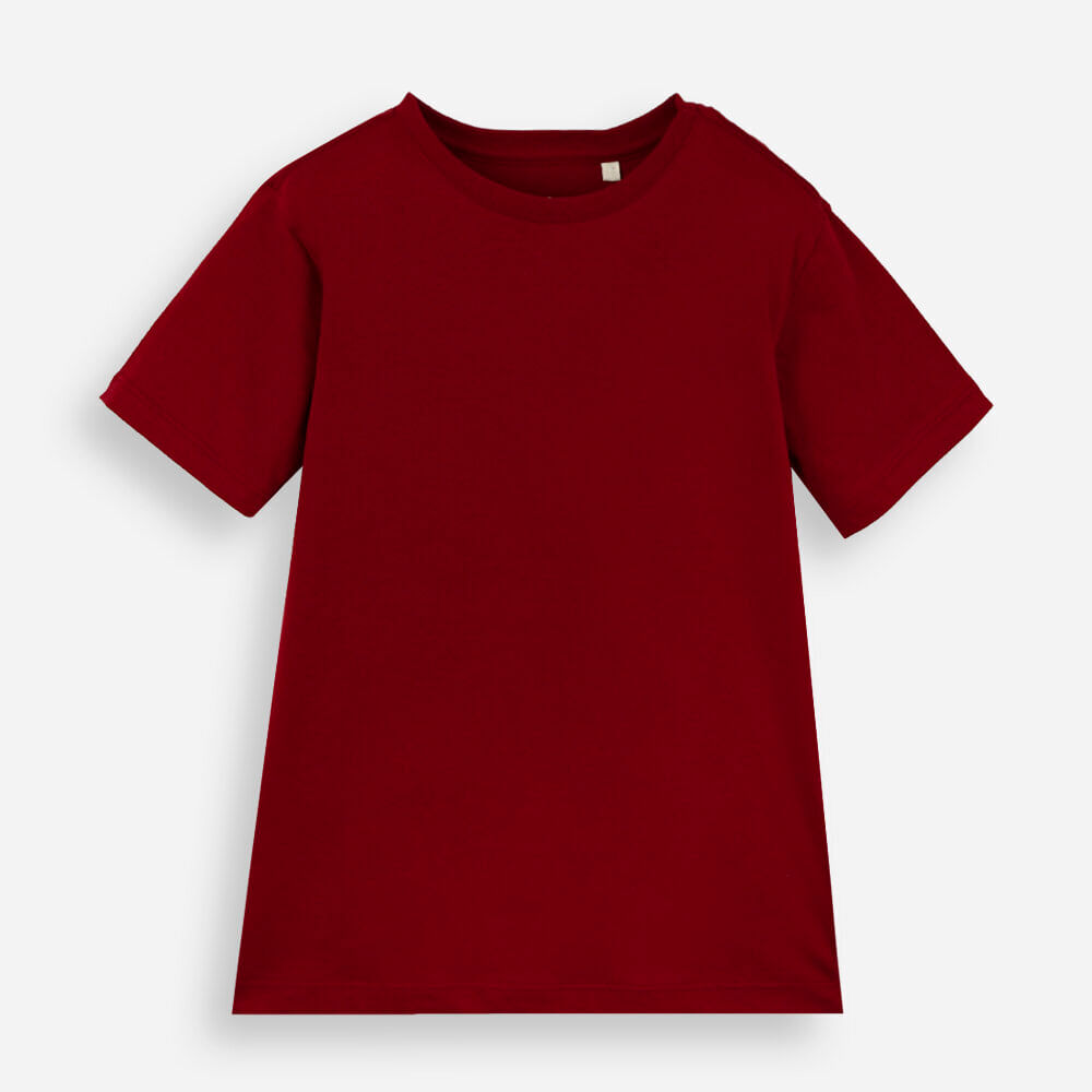 Camiseta de algodão infantil manga curta básica vinho Camiseta de algodão infantil manga curta básica vinho