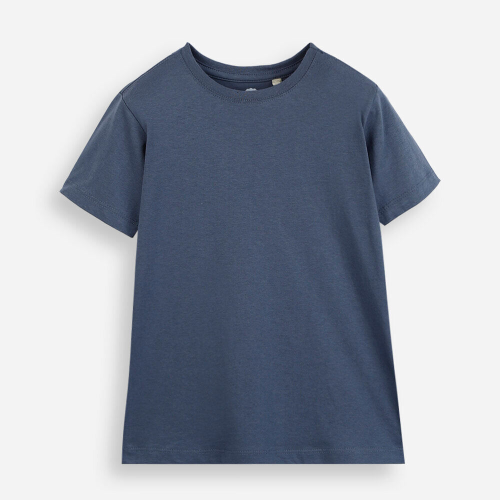 Camiseta de algodão infantil manga curta básica azul Camiseta de algodão infantil manga curta básica azul