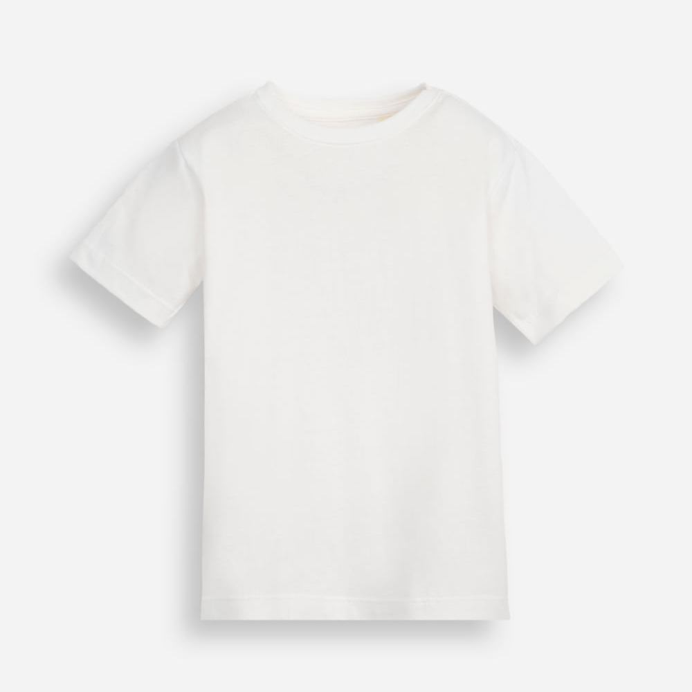 Camiseta de algodão infantil manga curta básica off white Camiseta de algodão infantil manga curta básica off white