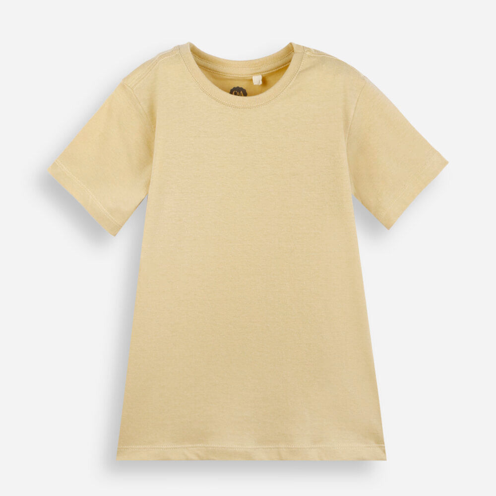 Camiseta de algodão infantil manga curta básica amarela Camiseta de algodão infantil manga curta básica amarela