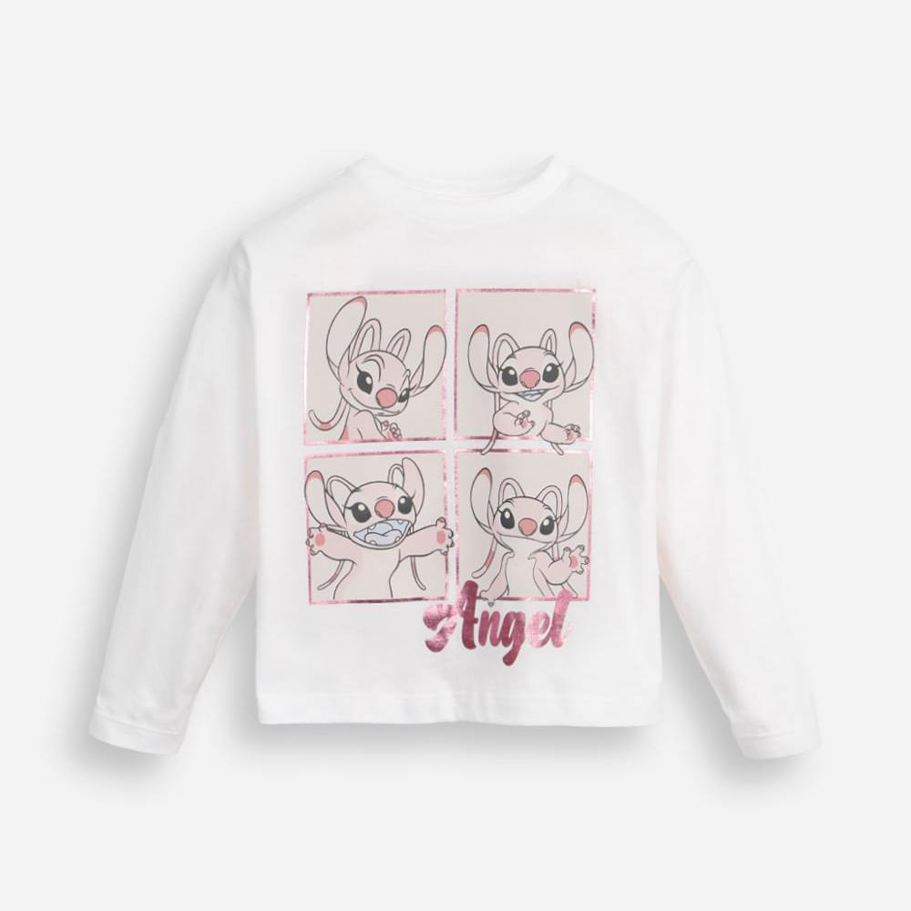 Blusa de algodão infantil manga longa angel off white Blusa de algodão infantil manga longa angel off white