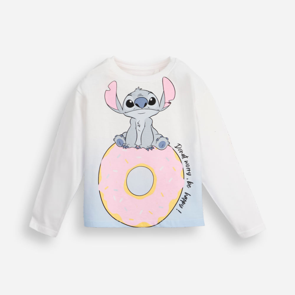 Blusa de algodão infantil manga longa degradê stitch off white Blusa de algodão infantil manga longa degradê stitch off white