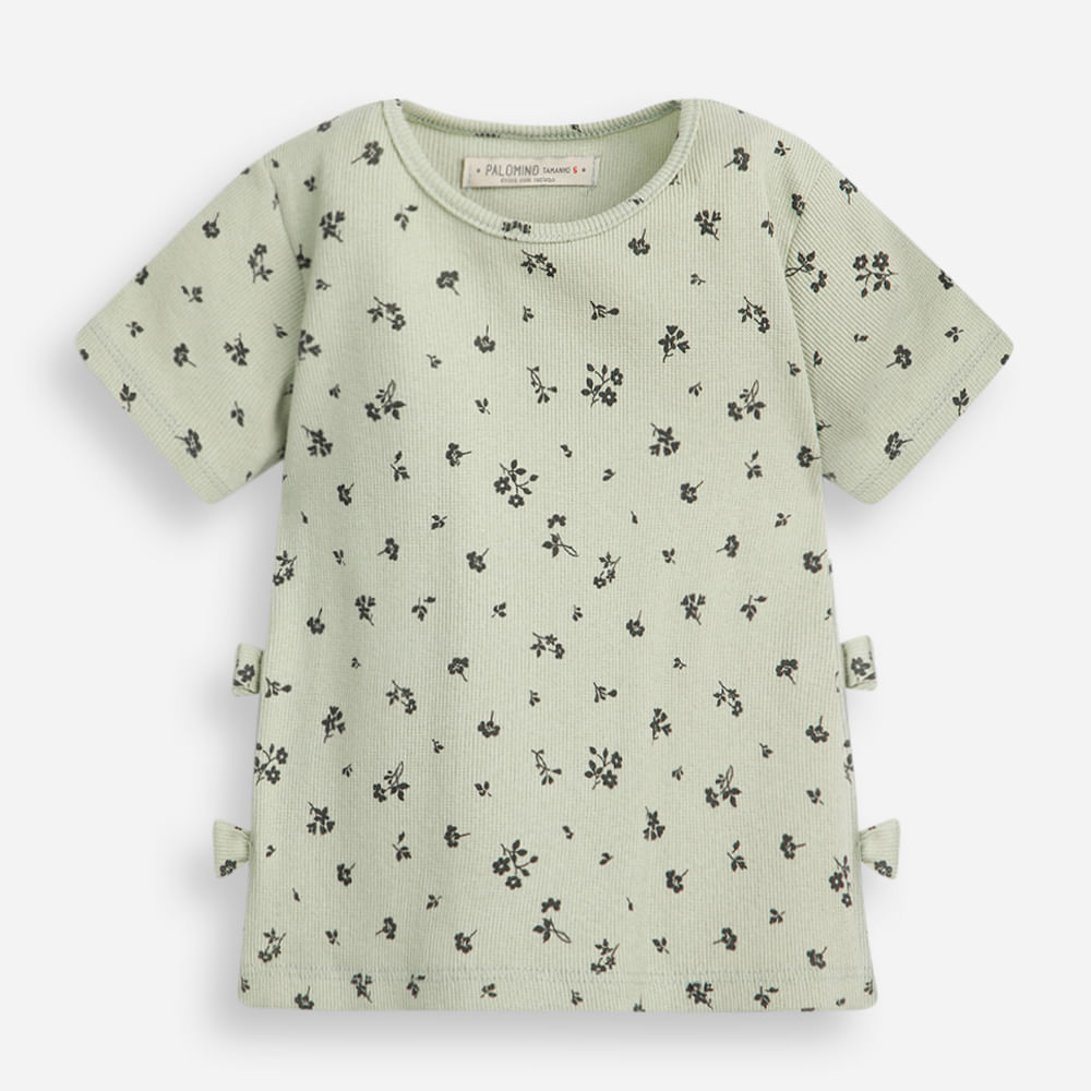 Blusa infantil floral com laços verde Blusa infantil floral com laços verde