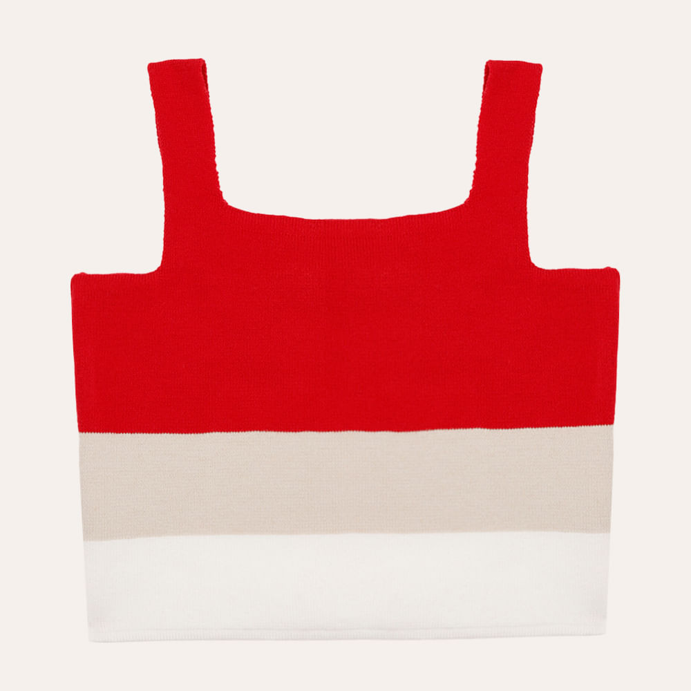 Cropped de tricot infantil listrado vermelho Cropped de tricot infantil listrado vermelho