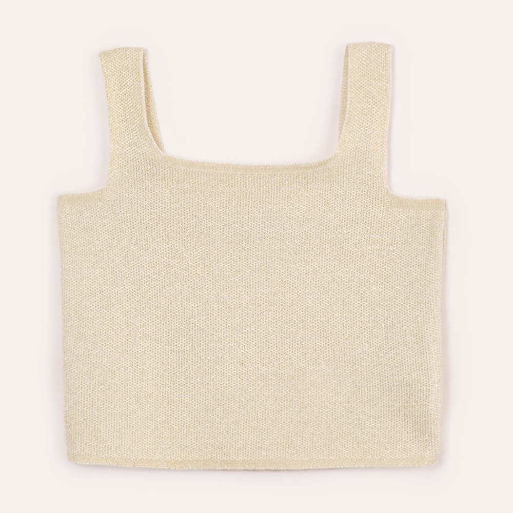 Cropped de tricot infantil com lurex dourado Cropped de tricot infantil com lurex dourado