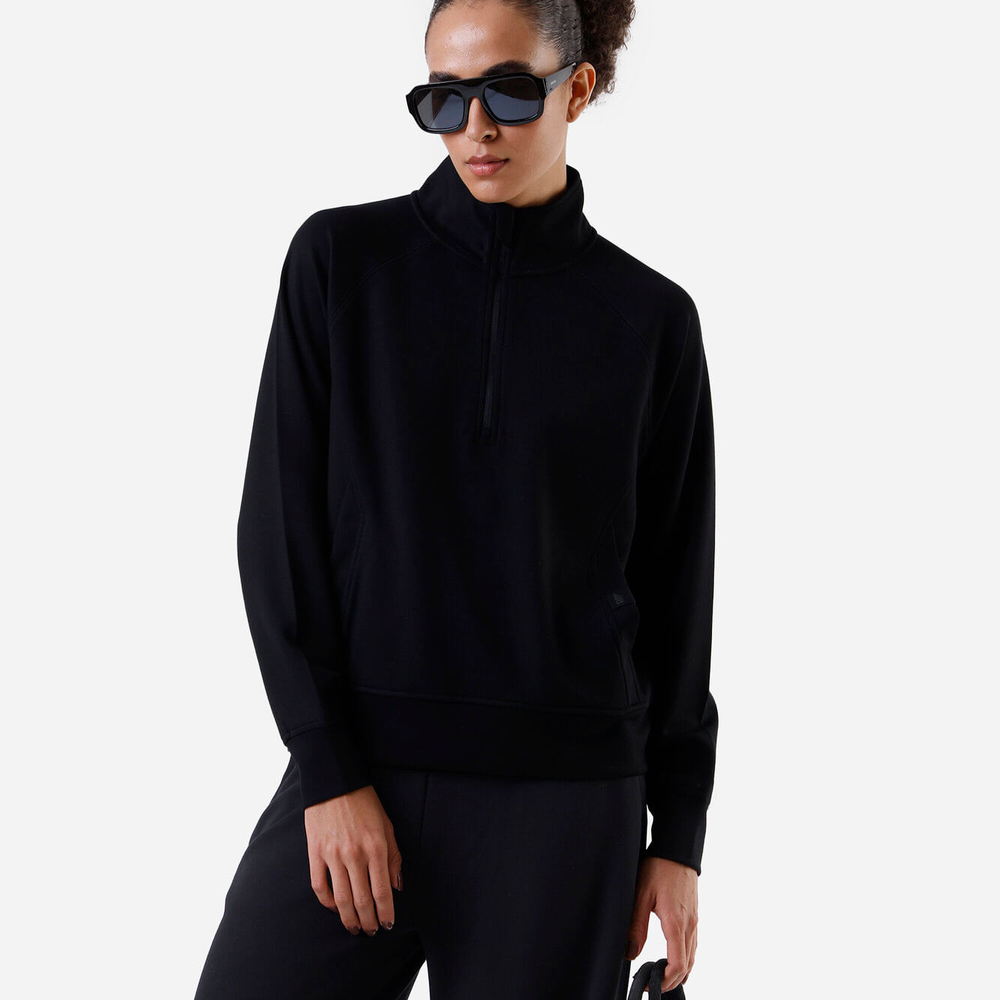 Blusão feminino esportivo com zíper bolso canguru preto Blusão feminino esportivo com zíper bolso canguru preto