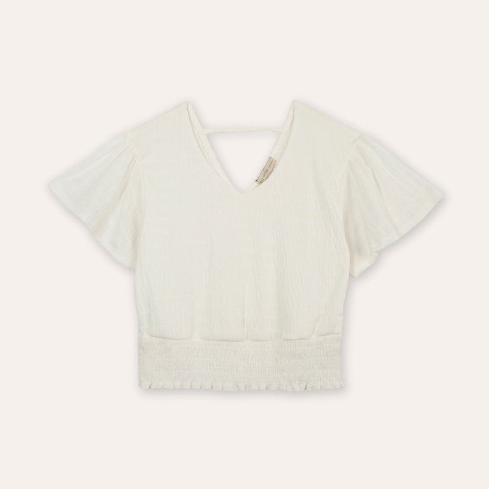 Cropped juvenil com lastex texturizado off white Cropped juvenil com lastex texturizado off white