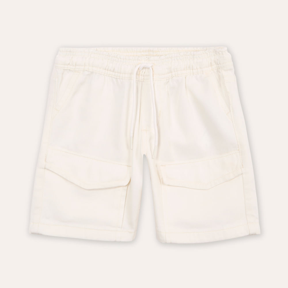 Bermuda de sarja infantil bolsos cargo off white Bermuda de sarja infantil bolsos cargo off white