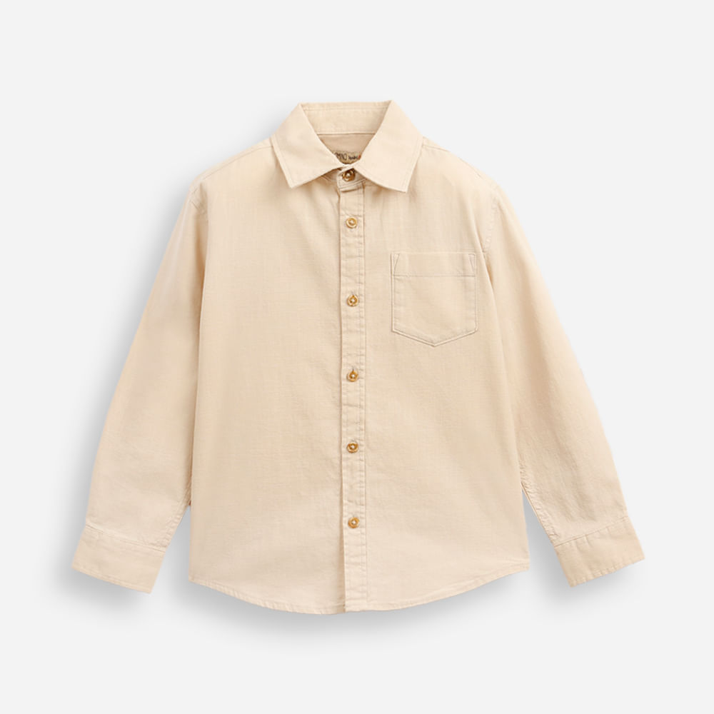 Camisa de algodão infantil bege Camisa de algodão infantil bege