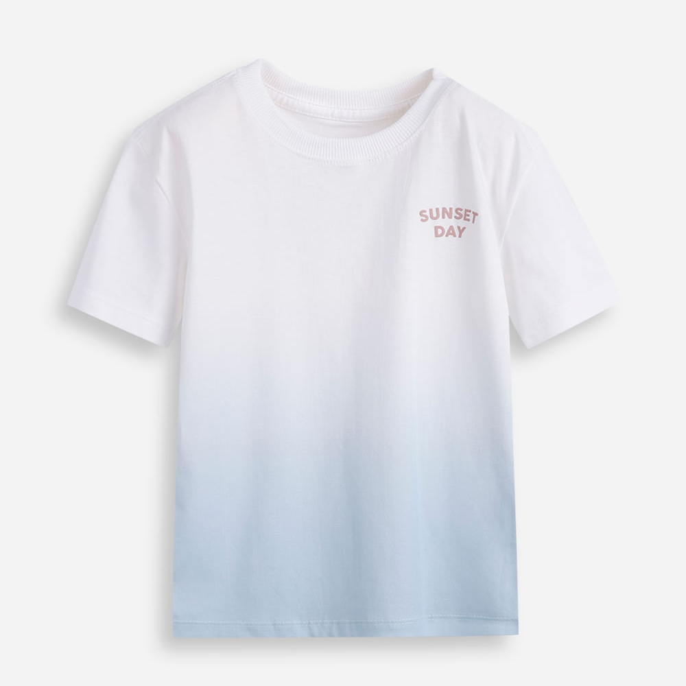 Camiseta de algodão infantil bicolor sunset day off white Camiseta de algodão infantil bicolor sunset day off white