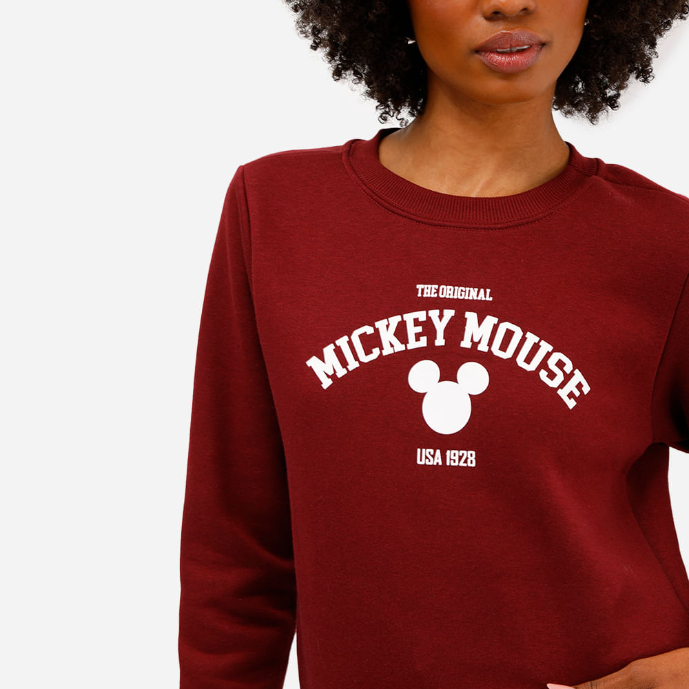 Blusão feminino de moletom mickey mouse vinho Blusão feminino de moletom mickey mouse vinho