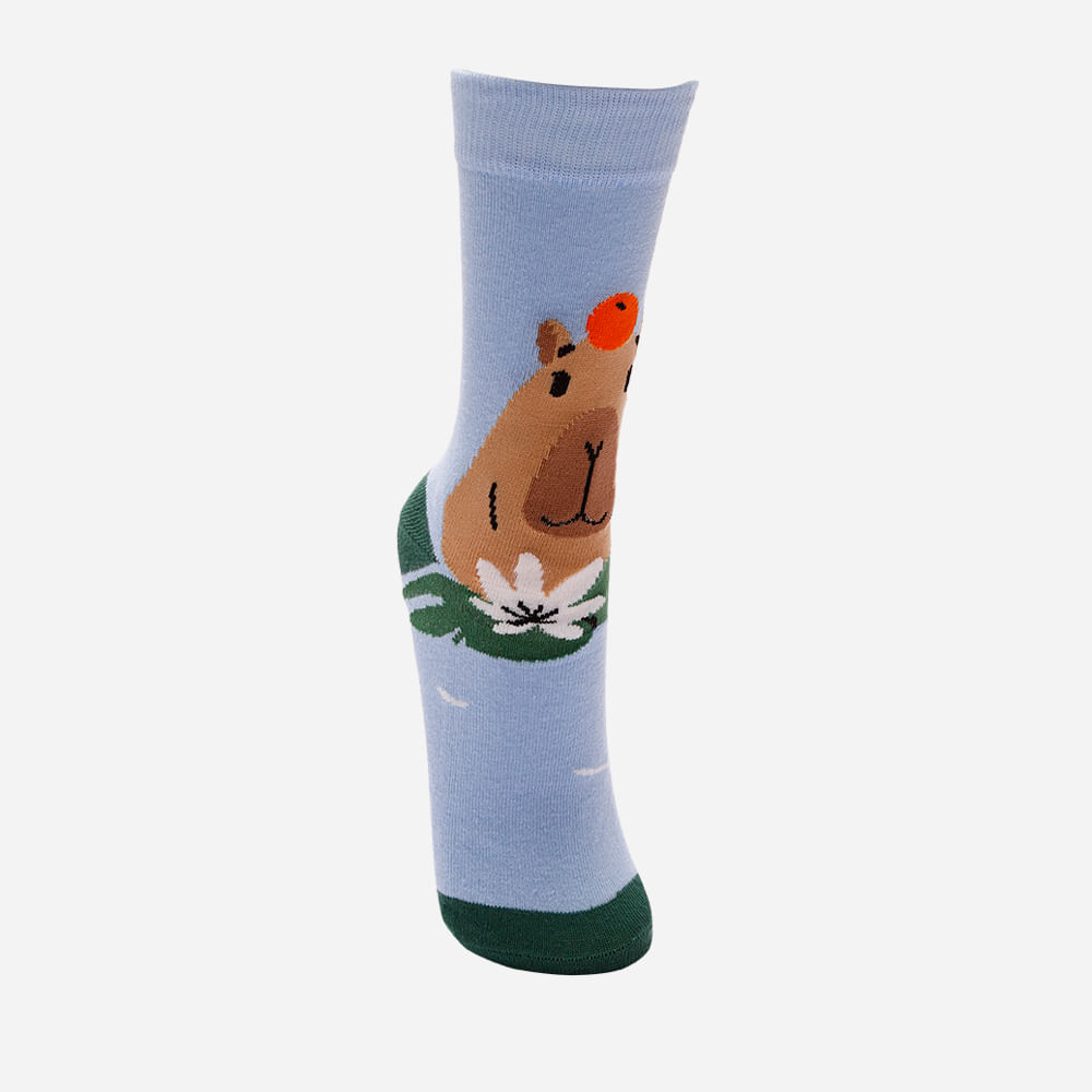 Meia cano longo masculina capivara azul Meia cano longo masculina capivara azul