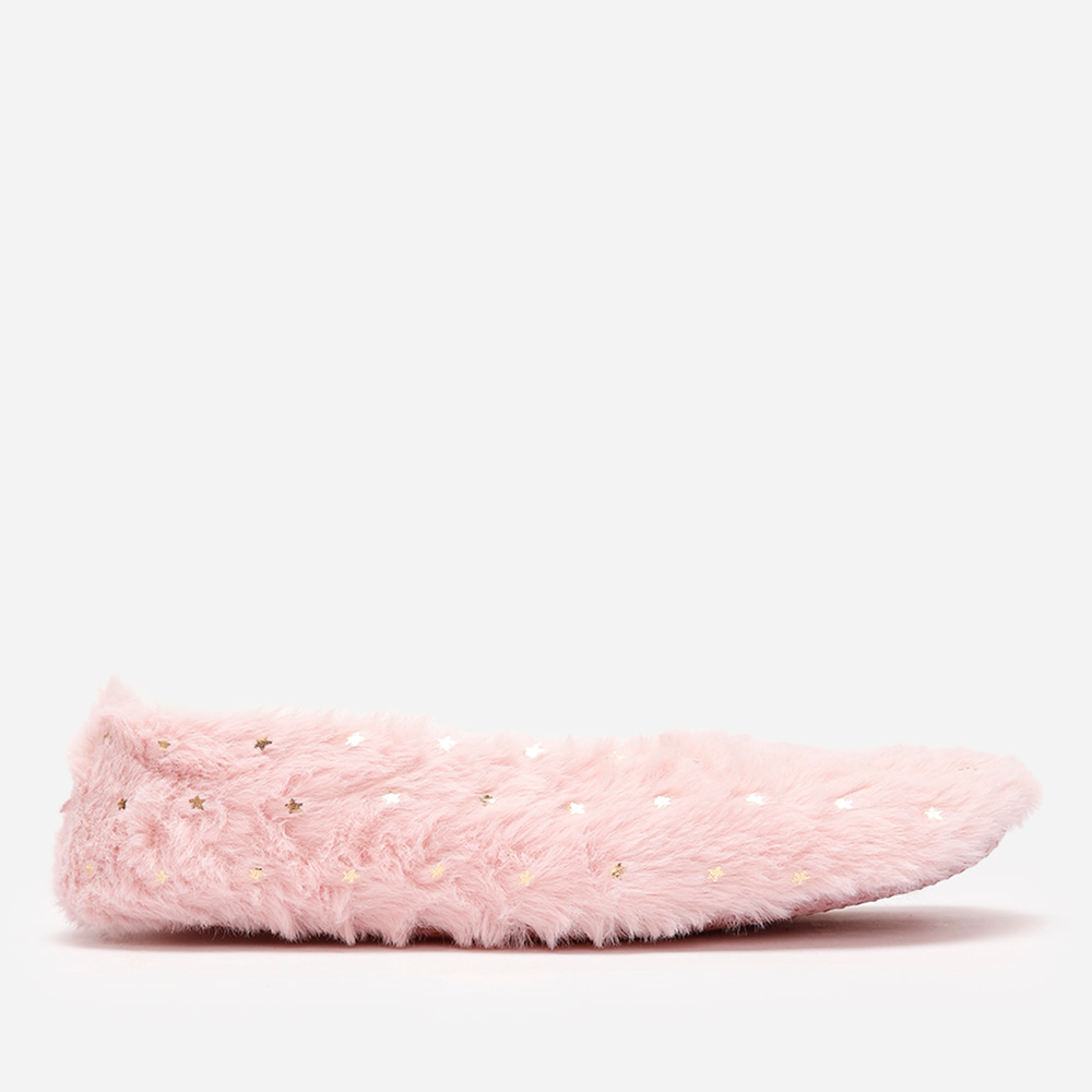 Meia feminina sapatilha fleece estrelas rosa