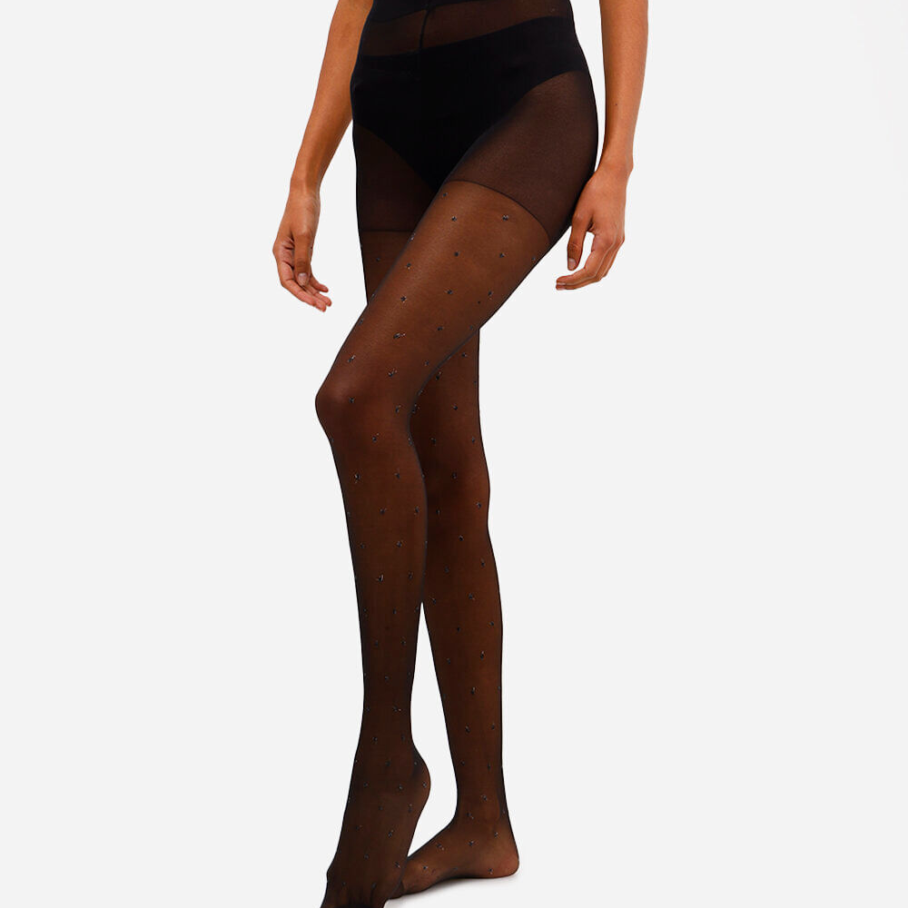 Meia calça fio 15 de poá preto Meia calça fio 15 de poá preto