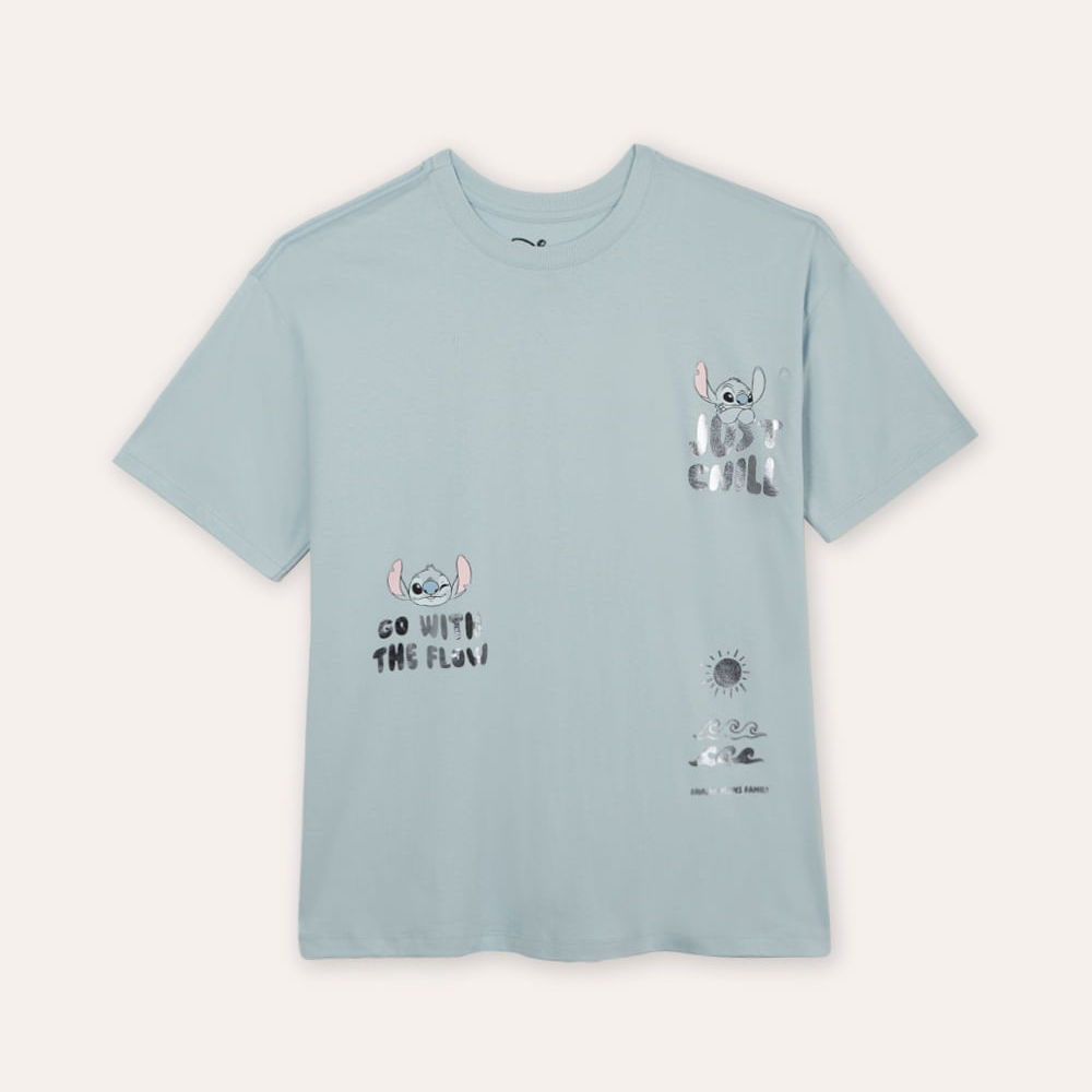 Camiseta oversized juvenil stitch azul Camiseta oversized juvenil stitch azul