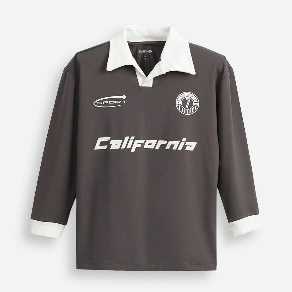 Camiseta esportiva gola polo manga longa cinza Camiseta esportiva gola polo manga longa cinza