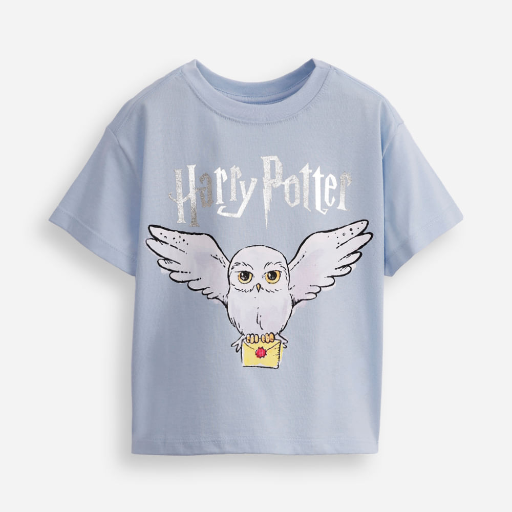 Camiseta de algodão infantil harry potter azul Camiseta de algodão infantil harry potter azul