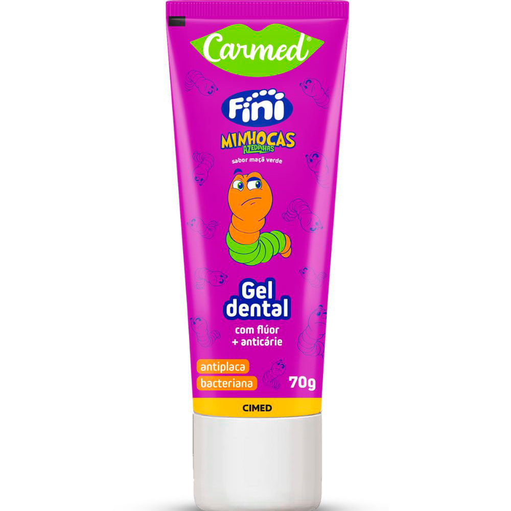 Pasta de dente carmed com fluor fini minhocas 70g Pasta de dente carmed com fluor fini minhocas 70g
