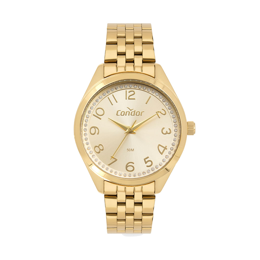 Kit relógio feminino condor analógico co2035nfjk4x dourado