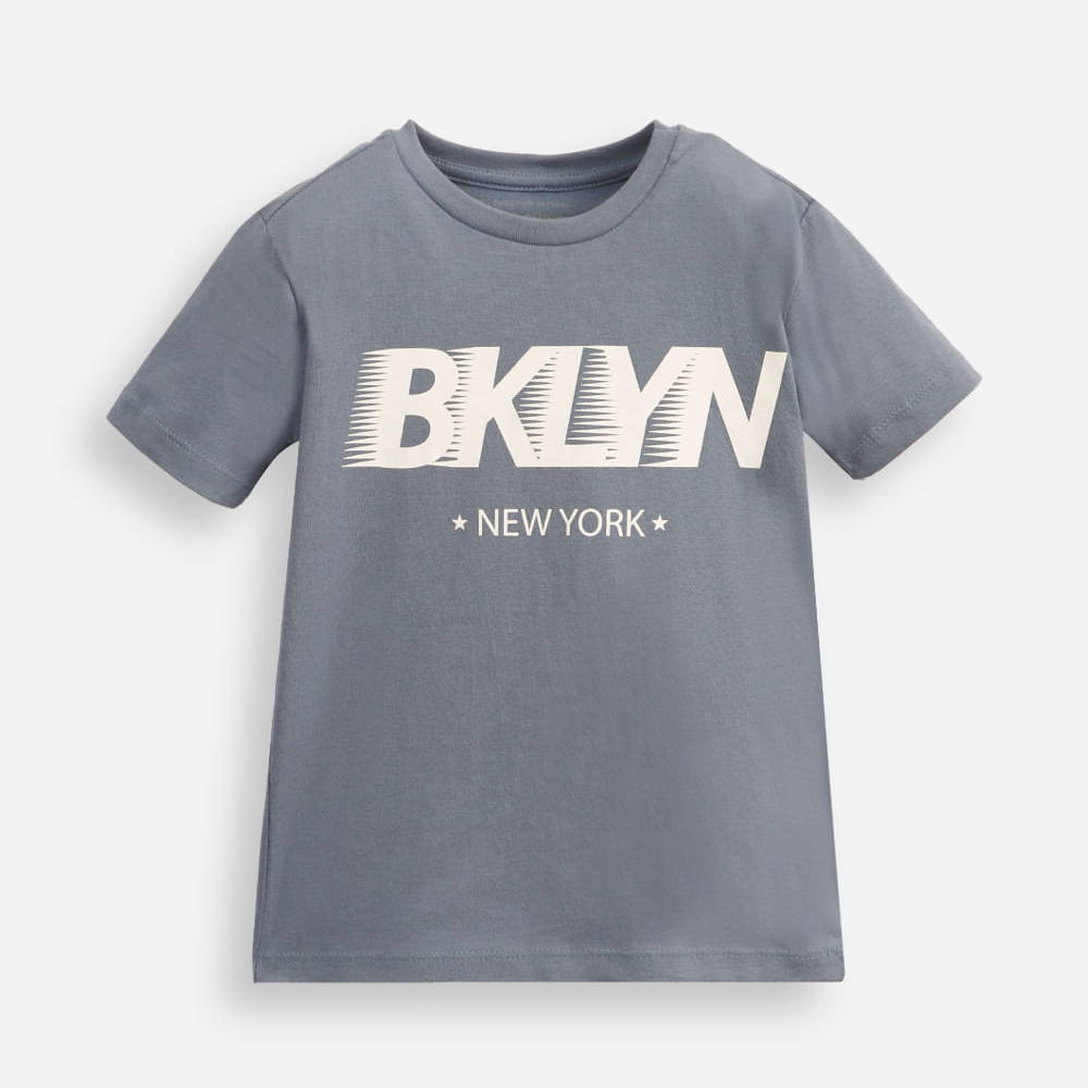 Camiseta infantil de algodão new york azul Camiseta infantil de algodão new york azul