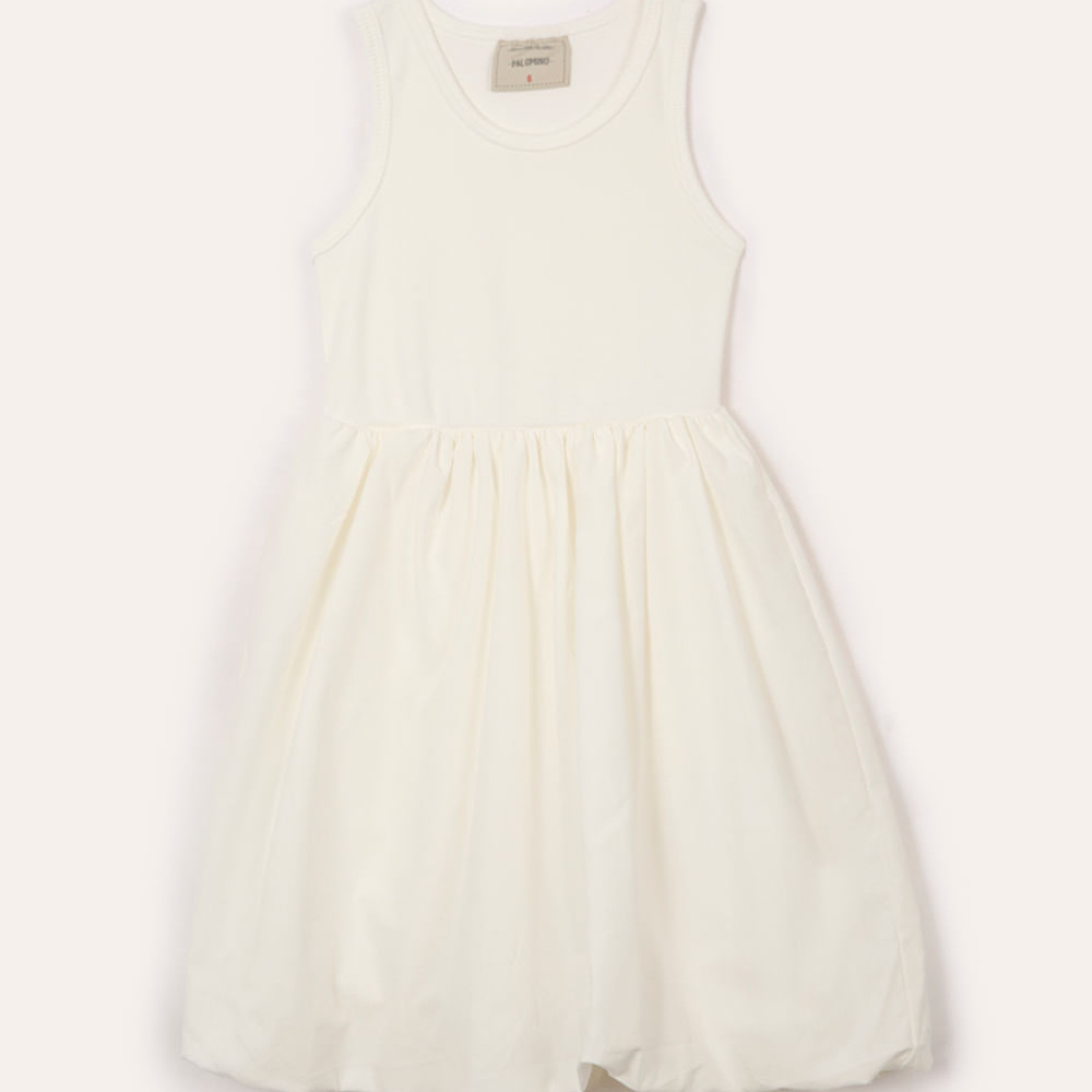 Vestido infantil de algodão balonê off white Vestido infantil de algodão balonê off white