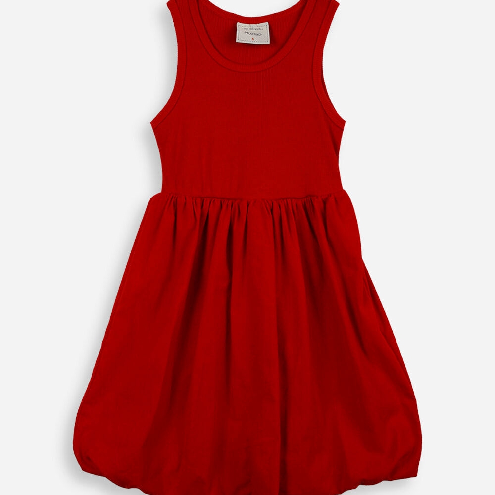 Vestido infantil de algodão balonê vermelho