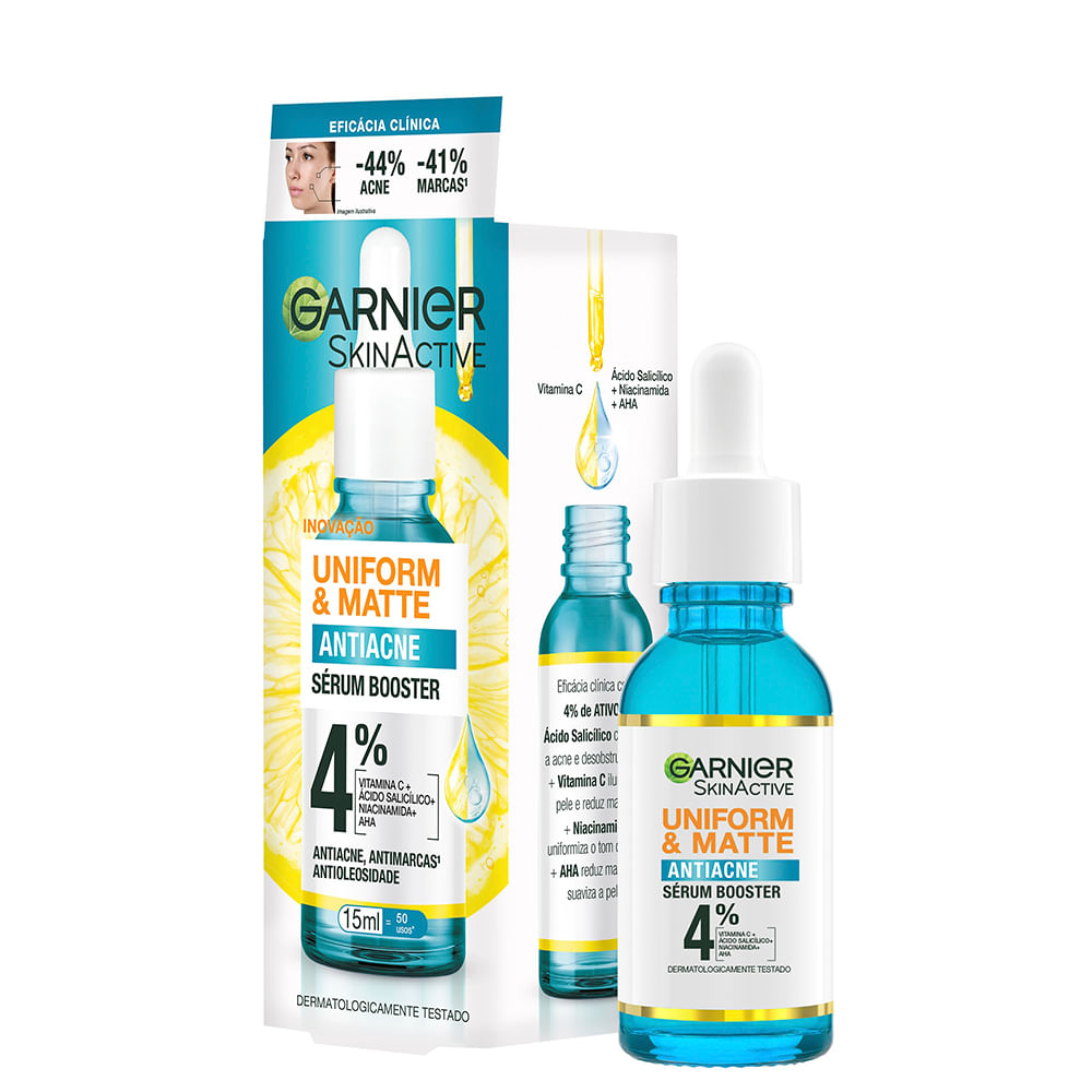 Sérum facial garnier uniform e matte antiacne 15ml Sérum facial garnier uniform e matte antiacne 15ml