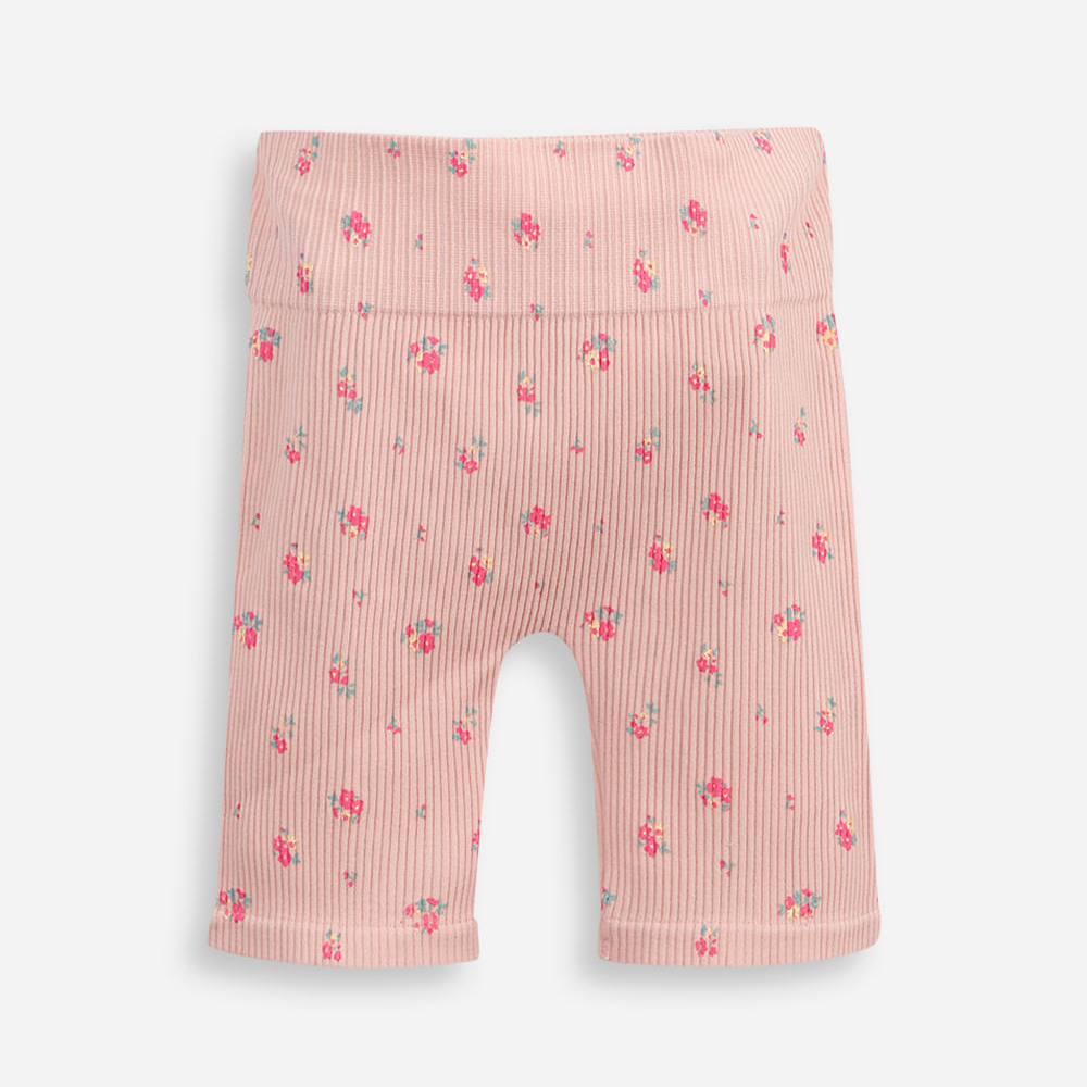 Bermuda ciclista infantil canelada floral rosa Bermuda ciclista infantil canelada floral rosa