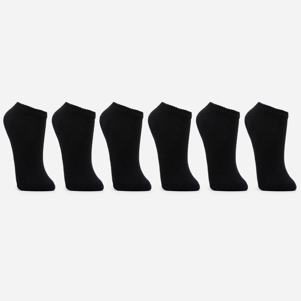 Kit de 6 meias cano curto preto