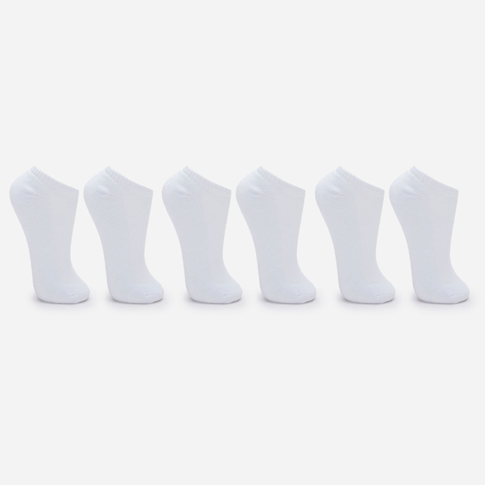 Kit de 6 meias cano curto branco