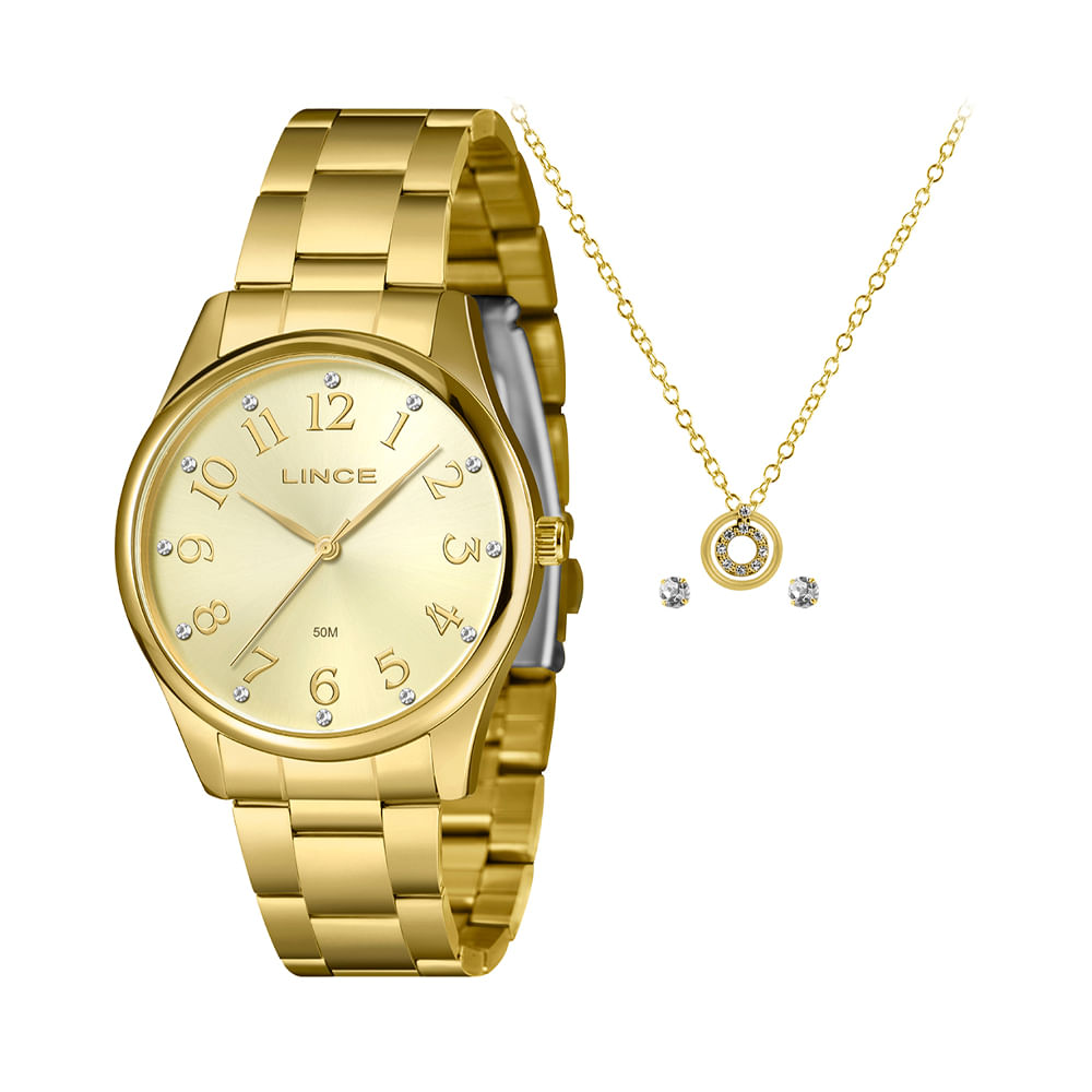 Kit relógio feminino lince analógico lrgj177l40ka9vc2kx dourado Kit relógio feminino lince analógico lrgj177l40ka9vc2kx dourado