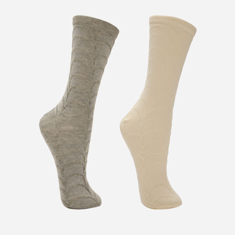 Kit de 2 meias femininas cano longo texturizada colorida Kit de 2 meias femininas cano longo texturizada colorida