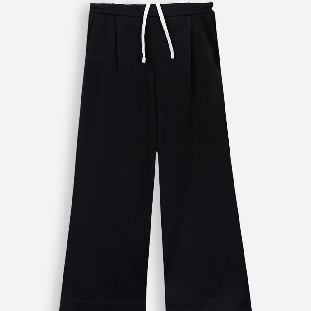 Calça de viscose infantil cós duplo preta Calça de viscose infantil cós duplo preta