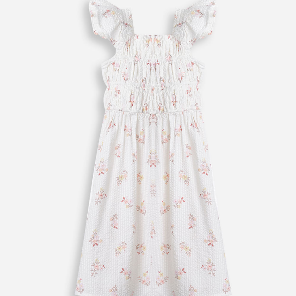 Vestido infantil texturizado floral colorido Vestido infantil texturizado floral colorido