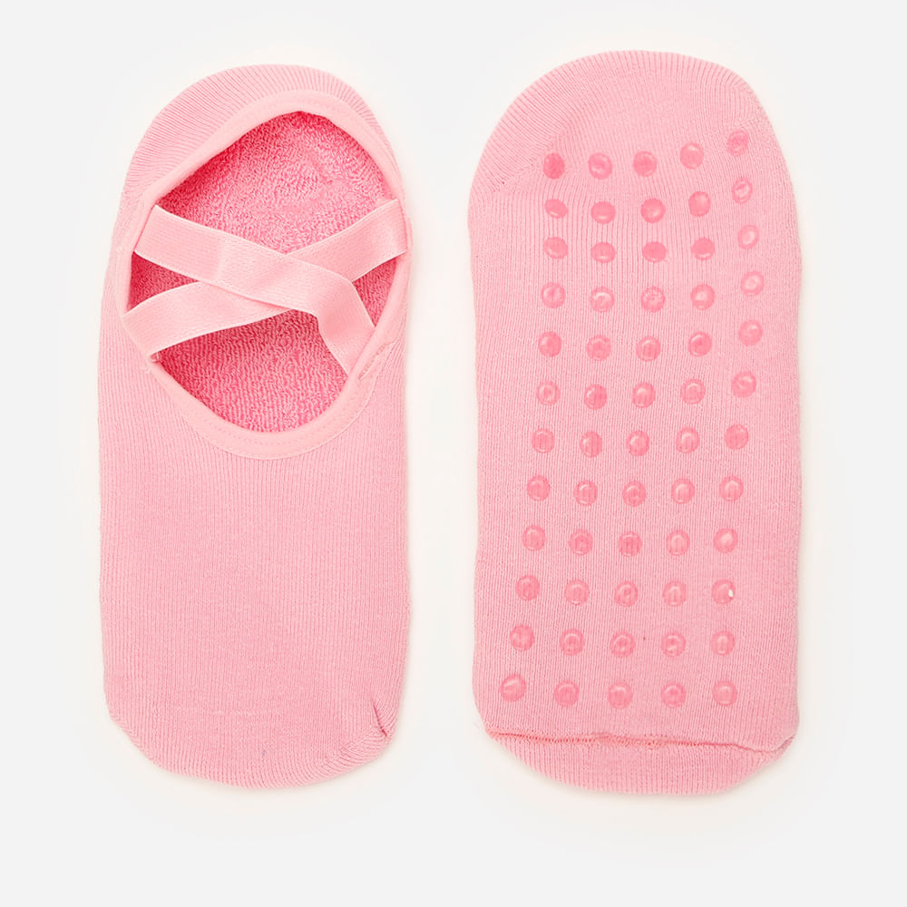 Meia feminina sapatilha com antiderrapante rosa Meia feminina sapatilha com antiderrapante rosa