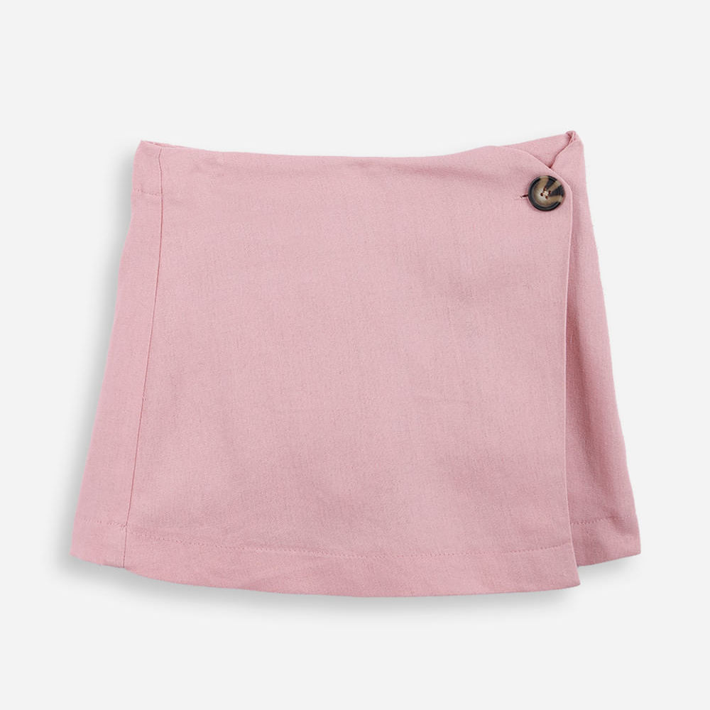 Short saia infantil com linho rosa