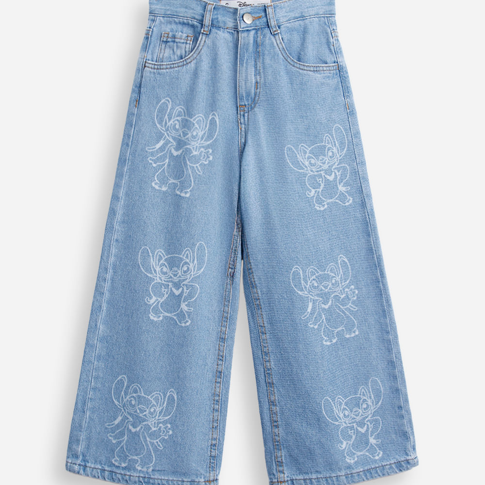 Calça wide leg infantil jeans angel azul Calça wide leg infantil jeans angel azul