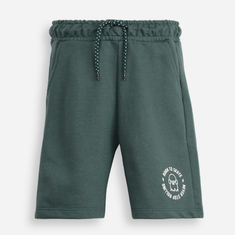 Bermuda infantil de moletom sem felpa estampado verde