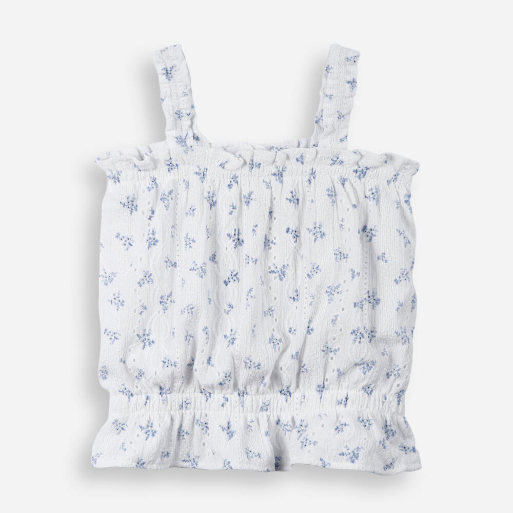 Blusa infantil texturizada floral off white Blusa infantil texturizada floral off white
