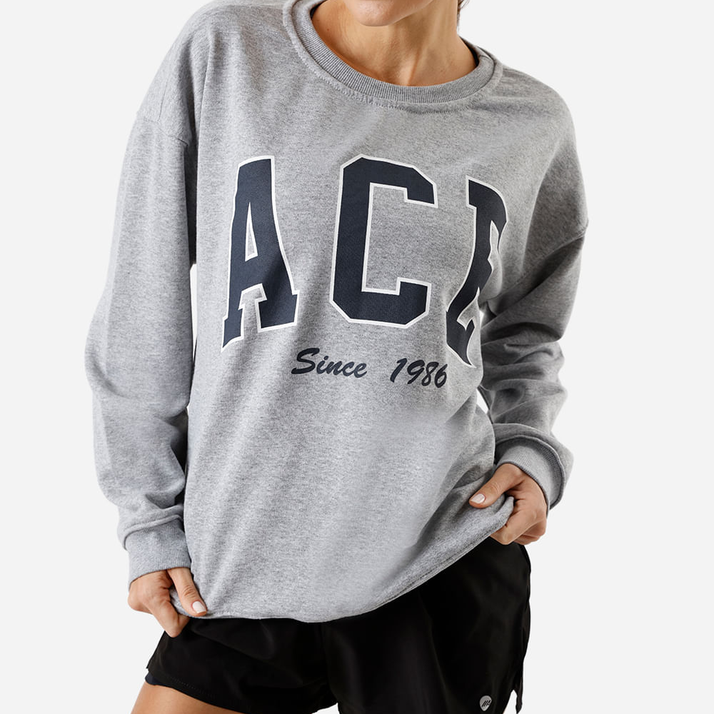 Blusão feminino de moletom sem felpa esportivo oversized cinza Blusão feminino de moletom sem felpa esportivo oversized cinza