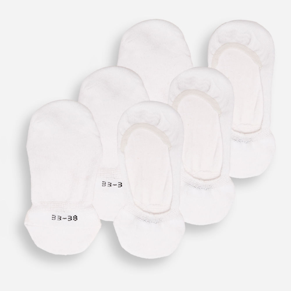 Kit de 3 pares de meias femininas invisíveis branco Kit de 3 pares de meias femininas invisíveis branco